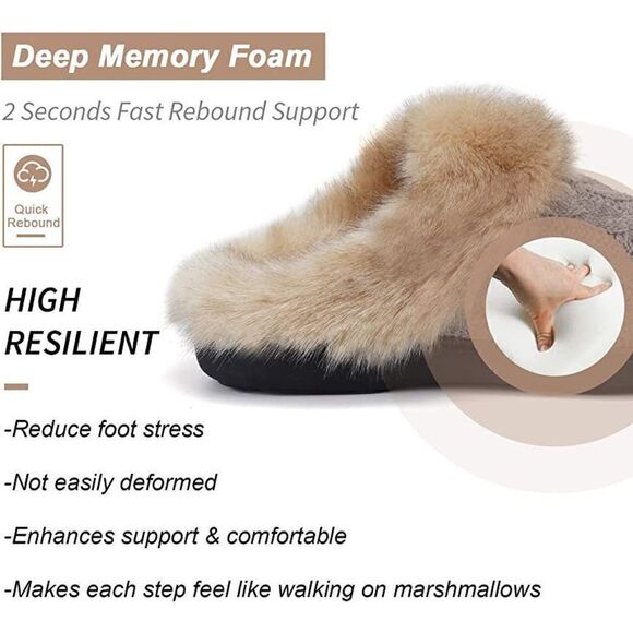Size 7.5 Memory Foam Slippers Comfort Wool-Like Plush Fleece for Indoor & Outdoo - Picture 6 of 10